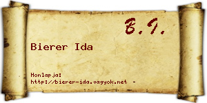 Bierer Ida névjegykártya